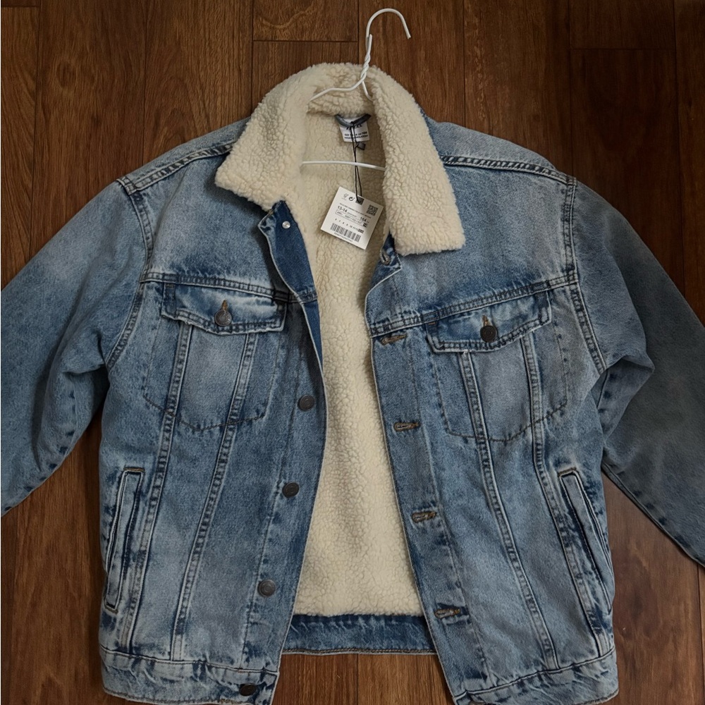 Zara Blue Jean Jacket with Sherpa Lining